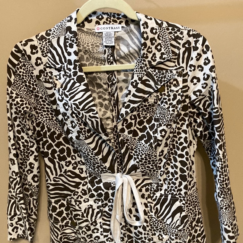 Contrast Animal Print Blazer
